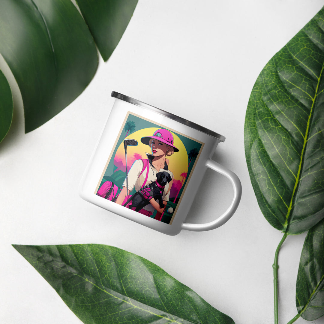 Enamel Mug-Labrador Retriever Golfer V2