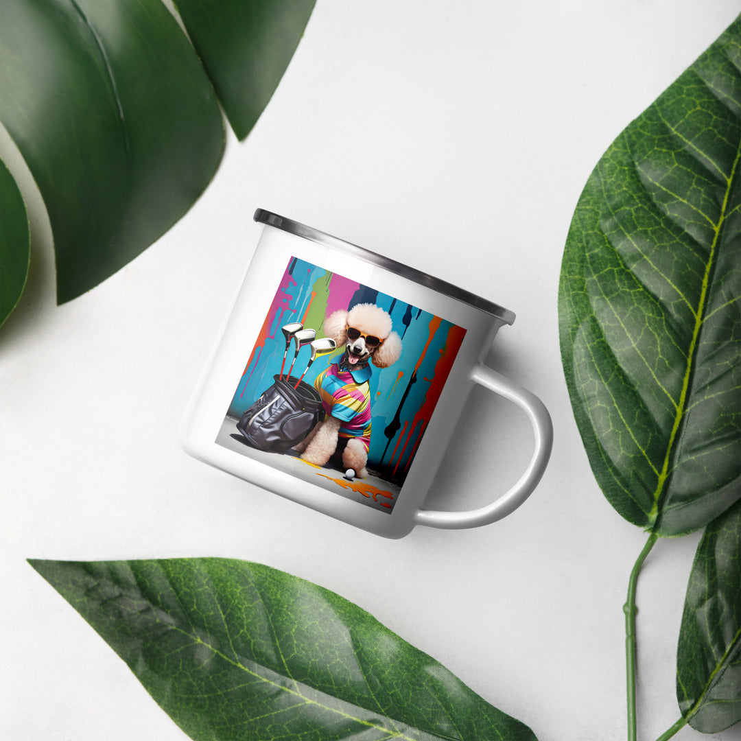 Poodle Golfer- Enamel Mug