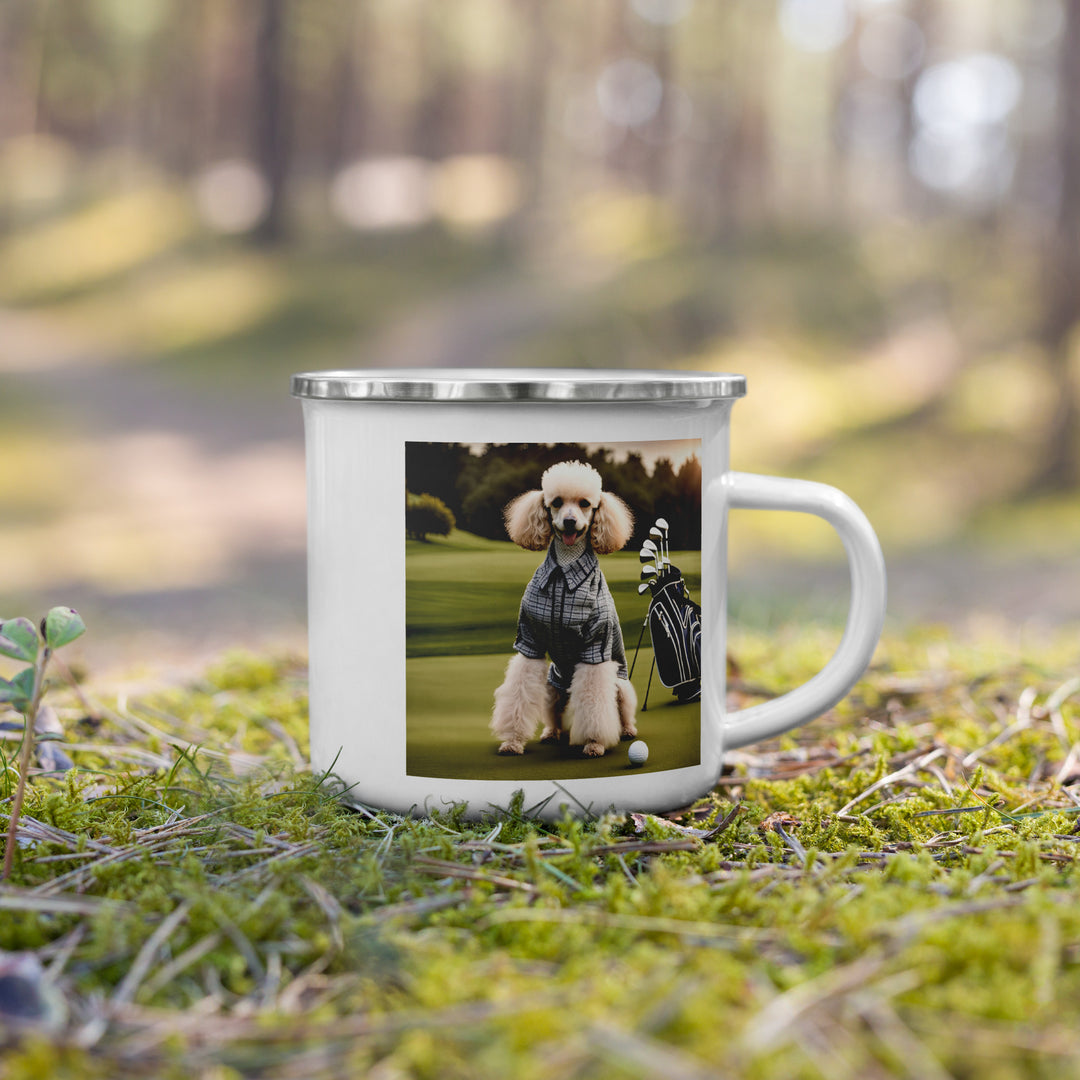 Poodle Golfer- Enamel Mug v4