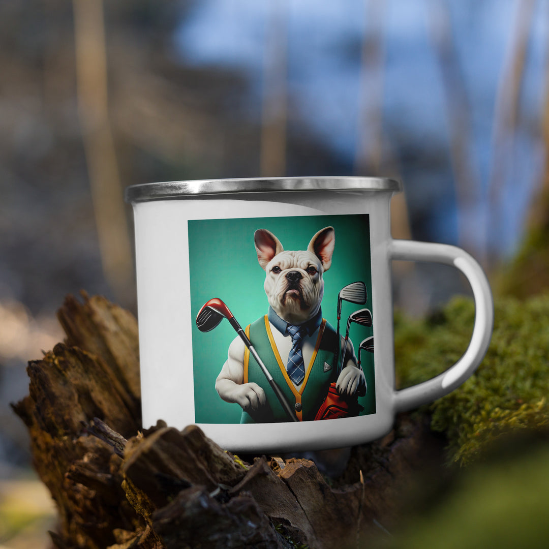 American Bulldog Golfer- Enamel Mug v2