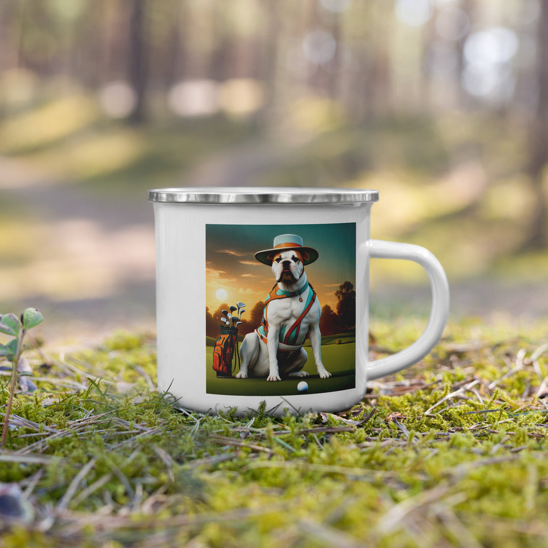 American Bulldog Golfer- Enamel Mug v3