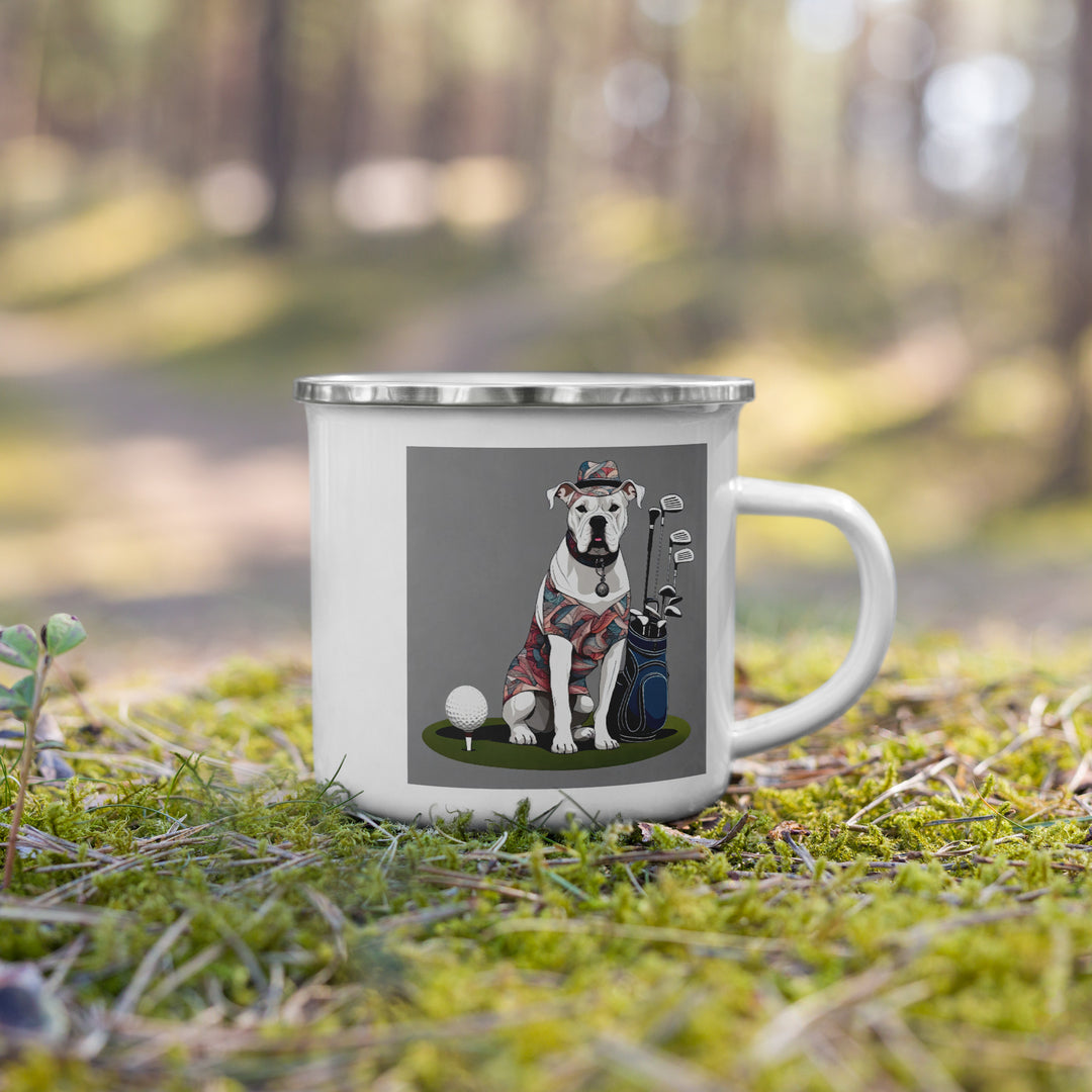 American Bulldog Golfer- Enamel Mug v4