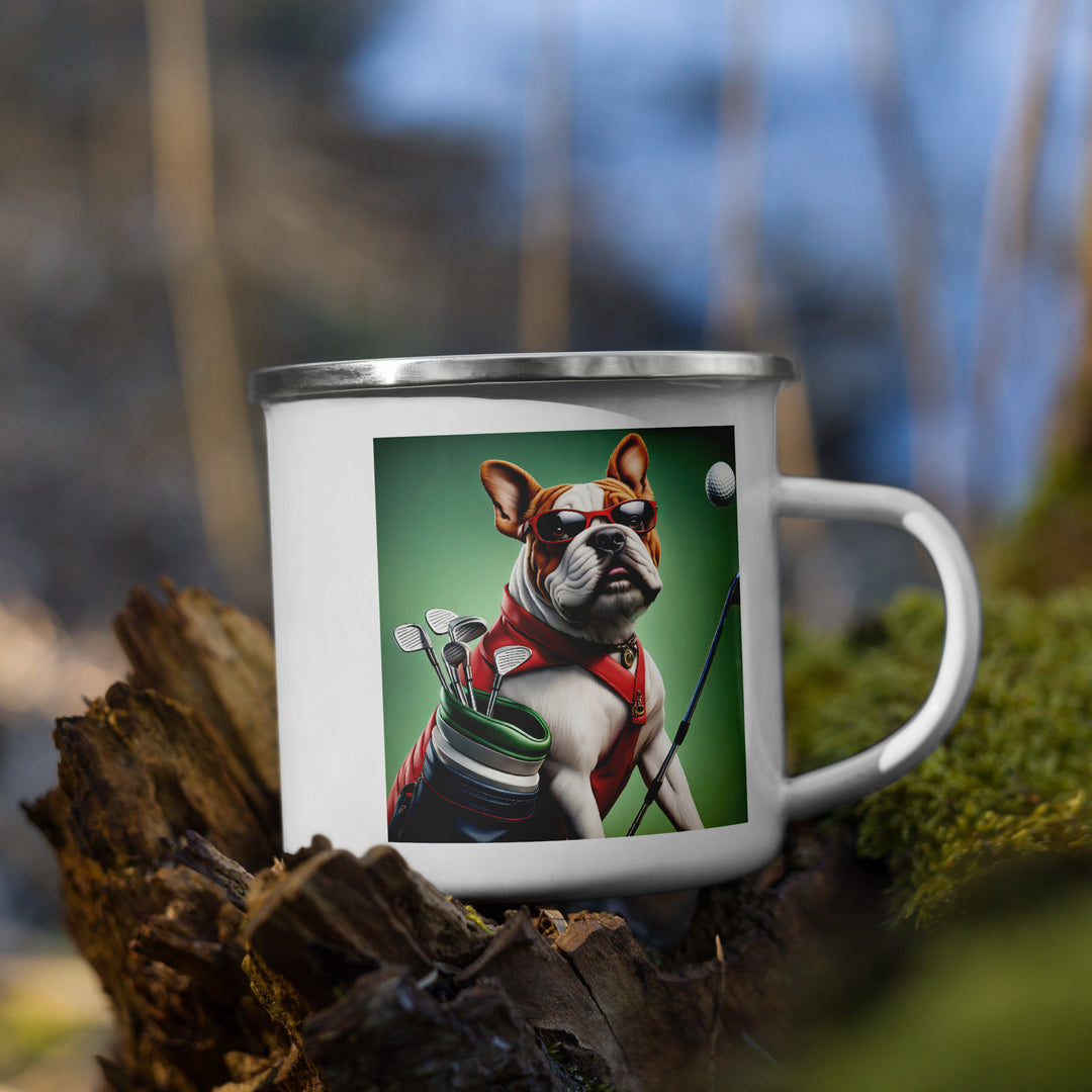 Bulldog Golfer- Enamel Mug v2
