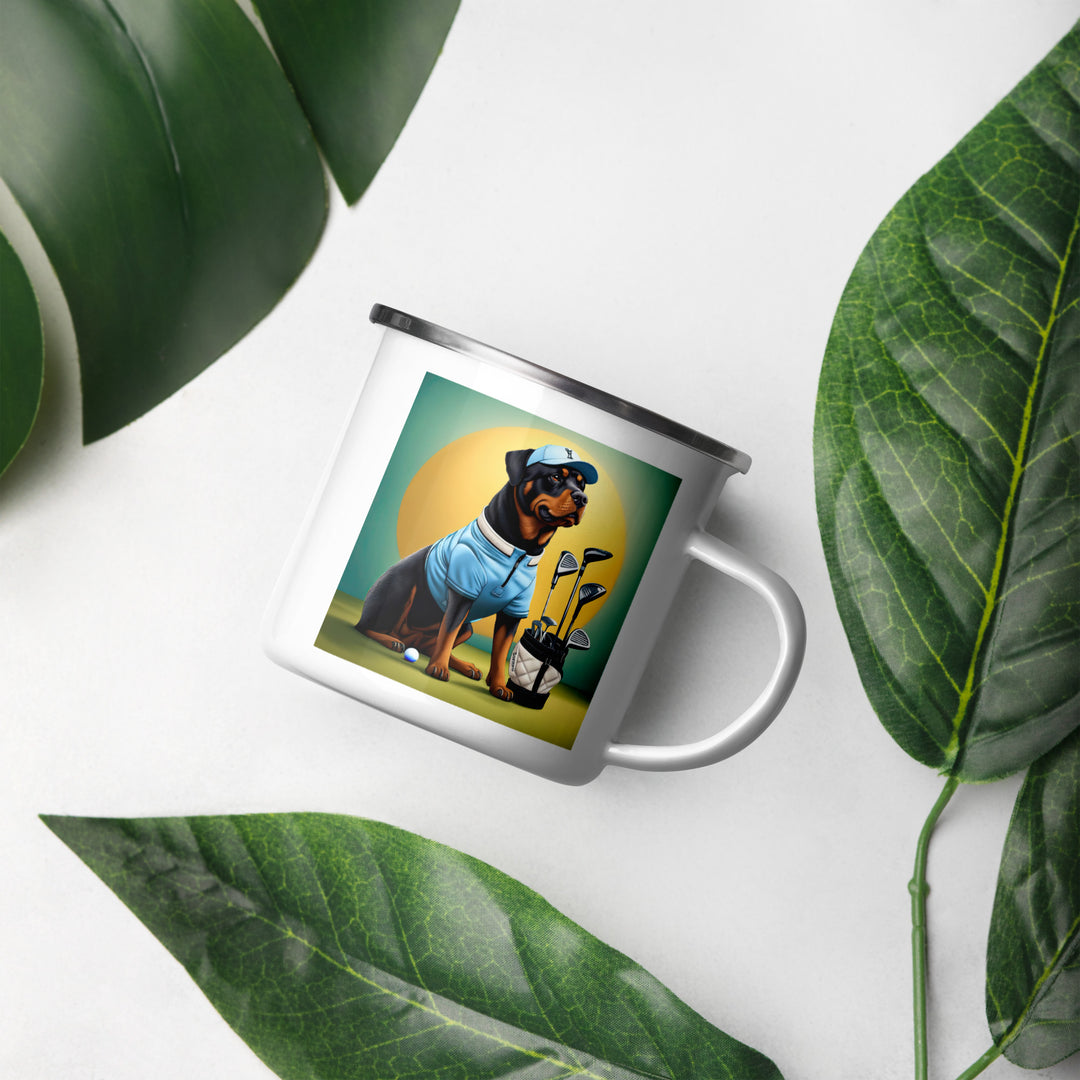 Rottweiler Golfer- Enamel Mug v2