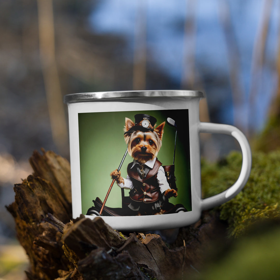 Yorkshire Terrier Golfer- Enamel Mug v4