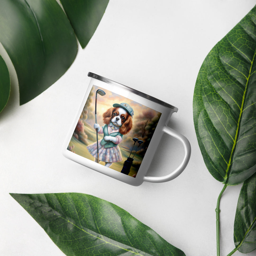 Cavalier King Charles Spaniel Golfer- Enamel Mug