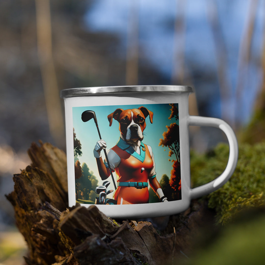 Boxer Golfer- Enamel Mug v4