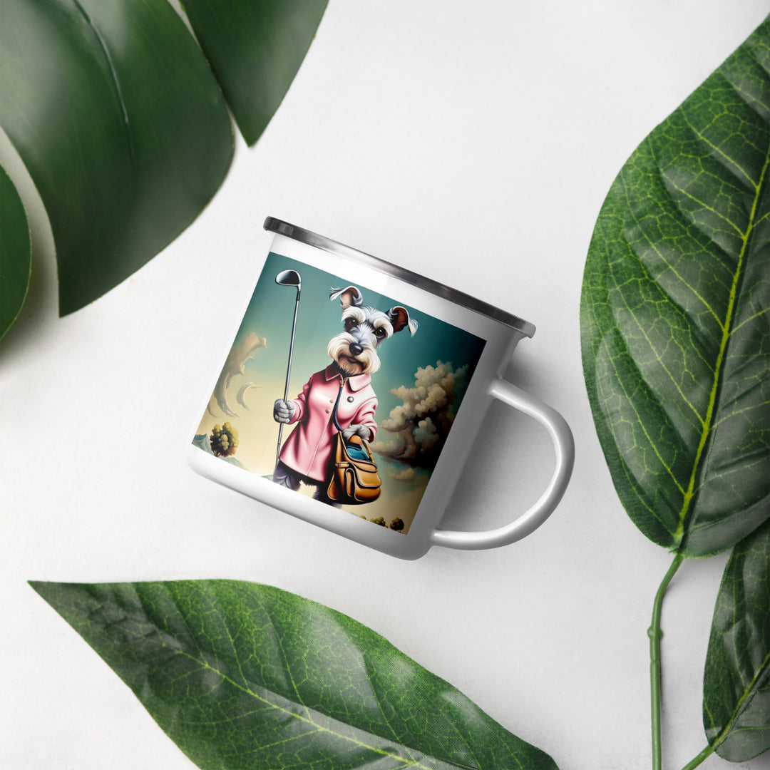 Miniature Schnauzer Golfer- Enamel Mug