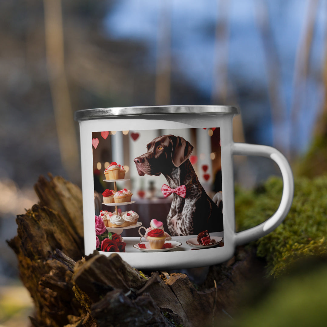 German Shorthaired Pointer Romantic- Enamel Mug v3