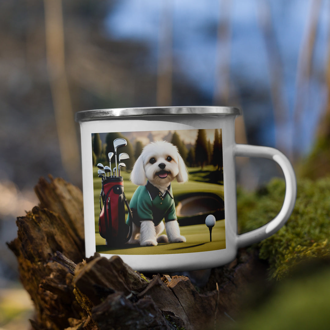 Cavachon Golfer- Enamel Mug v3