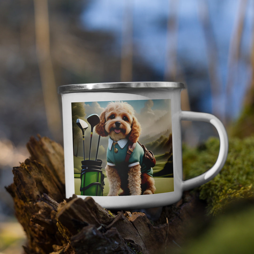 Cavapoo Golfer- Enamel Mug