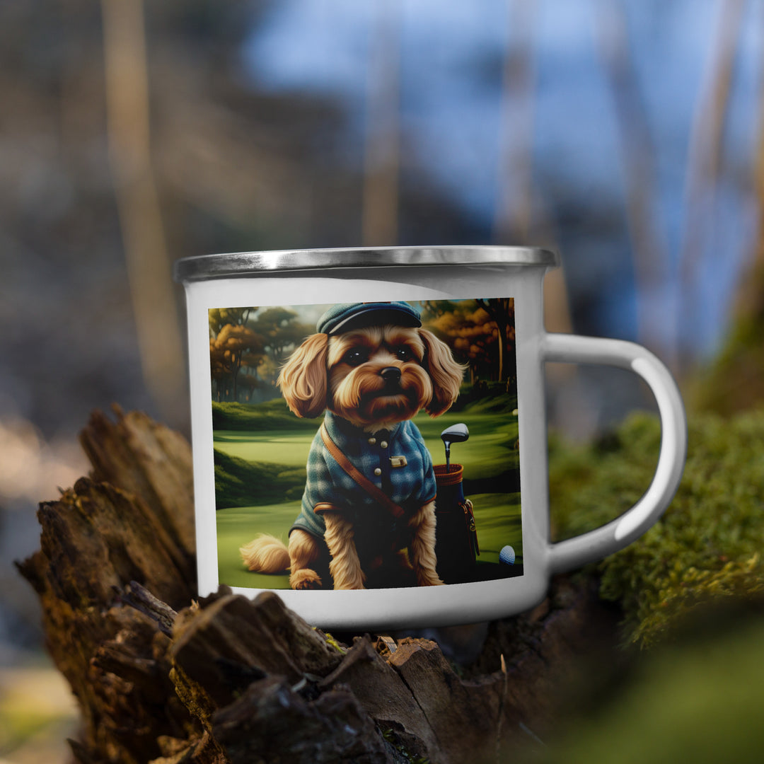 Pekapoo Golfer- Enamel Mug