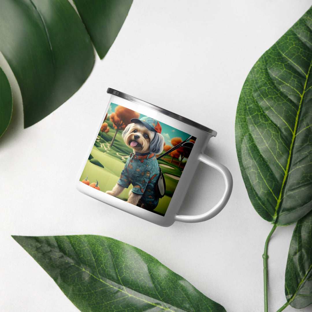 Pekapoo Golfer- Enamel Mug v8