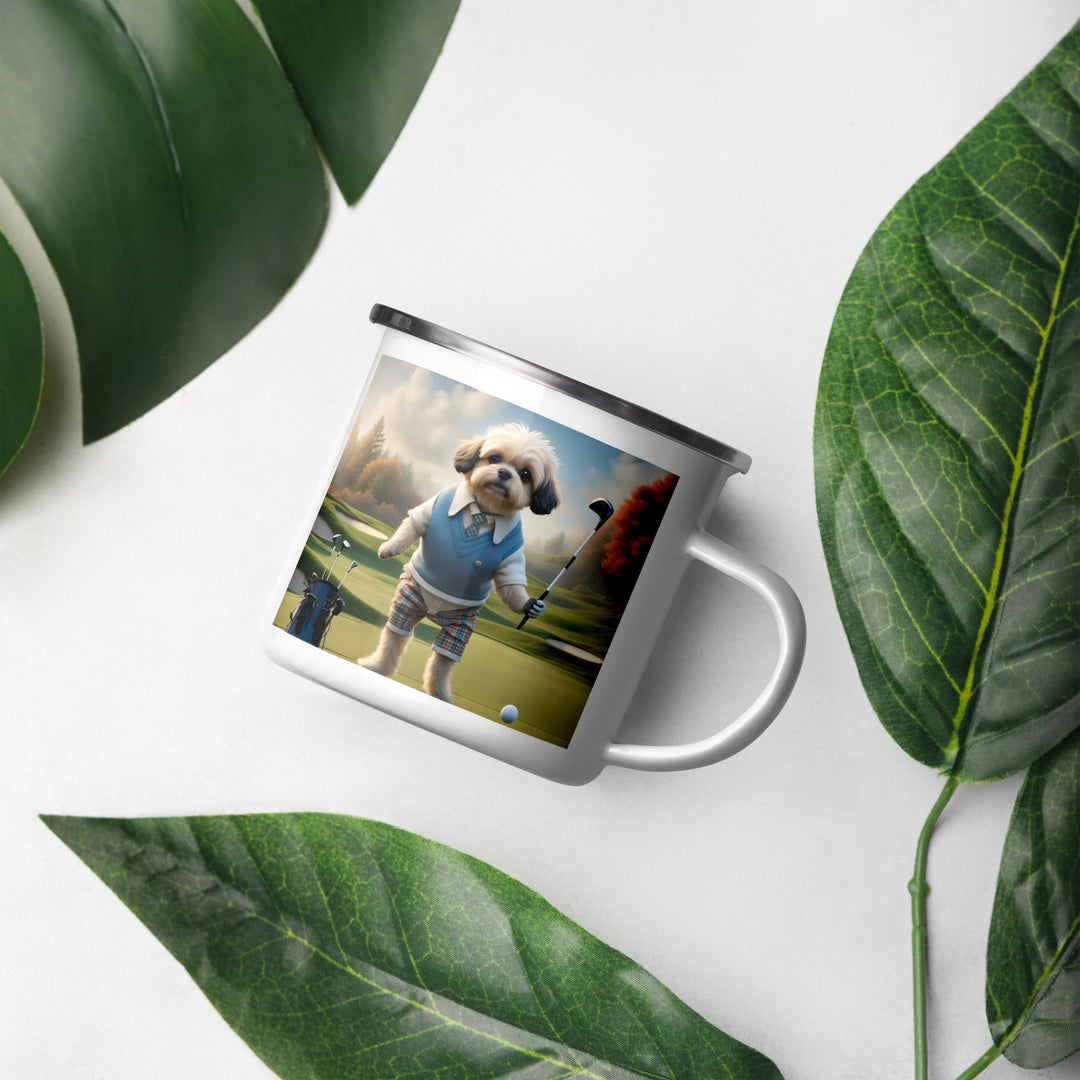 Pugapoo Golfer- Enamel Mug