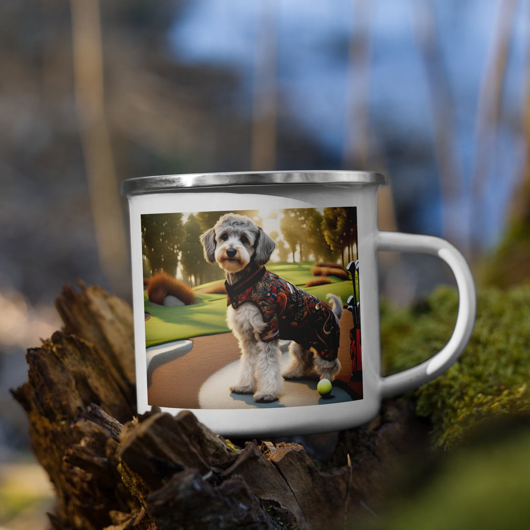 Schnoodle Golfer- Enamel Mug v14