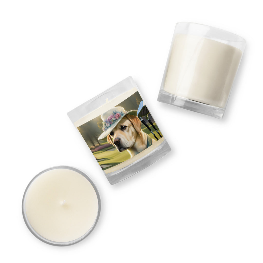 Glass jar soy wax candle-Labrador Retriever Golfer V5
