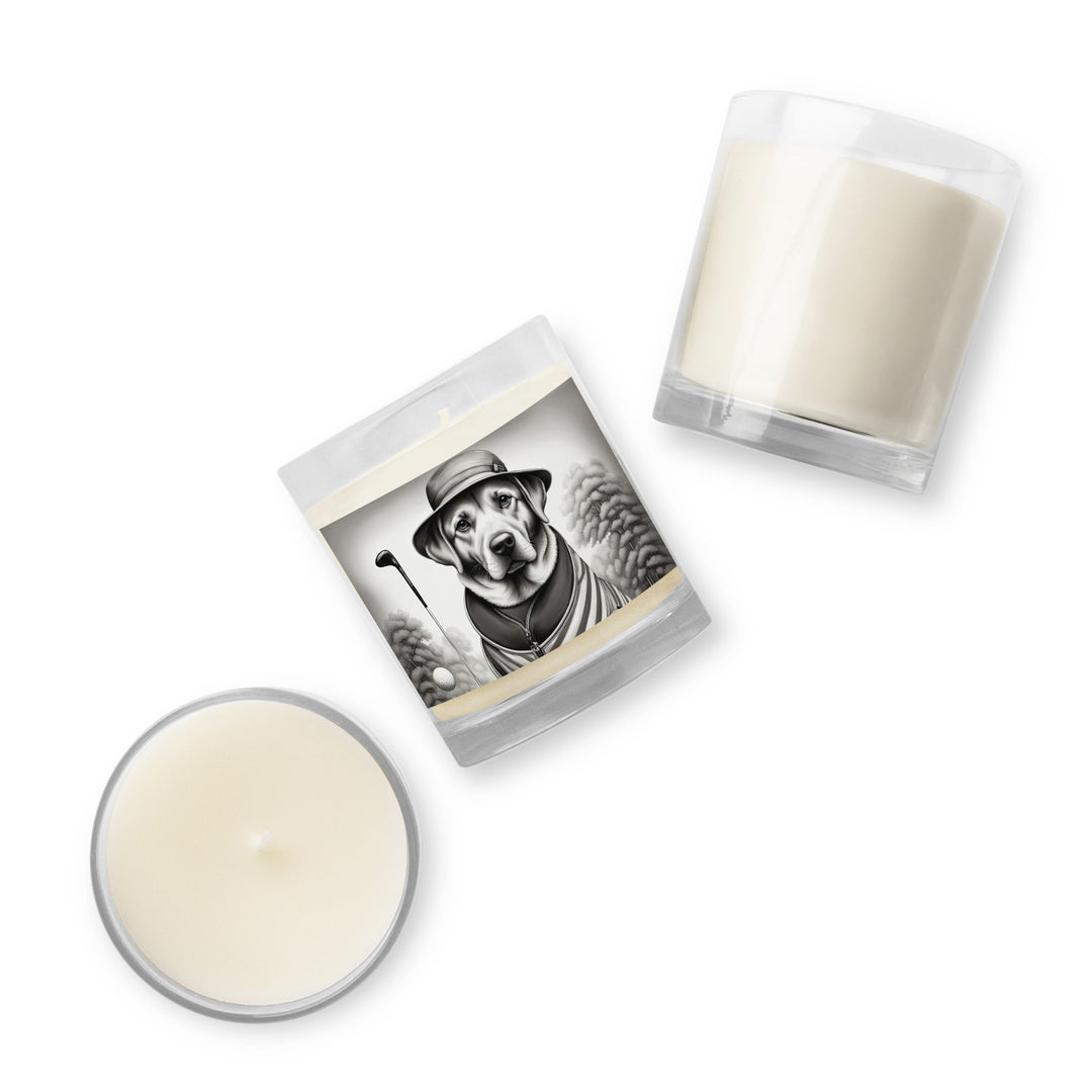 Glass jar soy wax candle-Labrador Retriever Golfer V7
