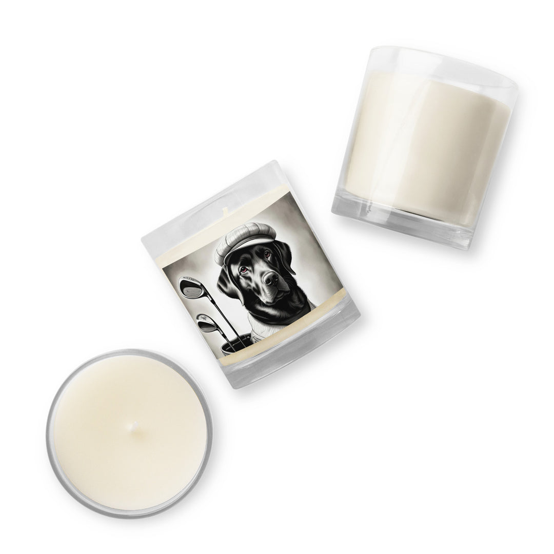 Glass jar soy wax candle-Labrador Retriever Golfer V11