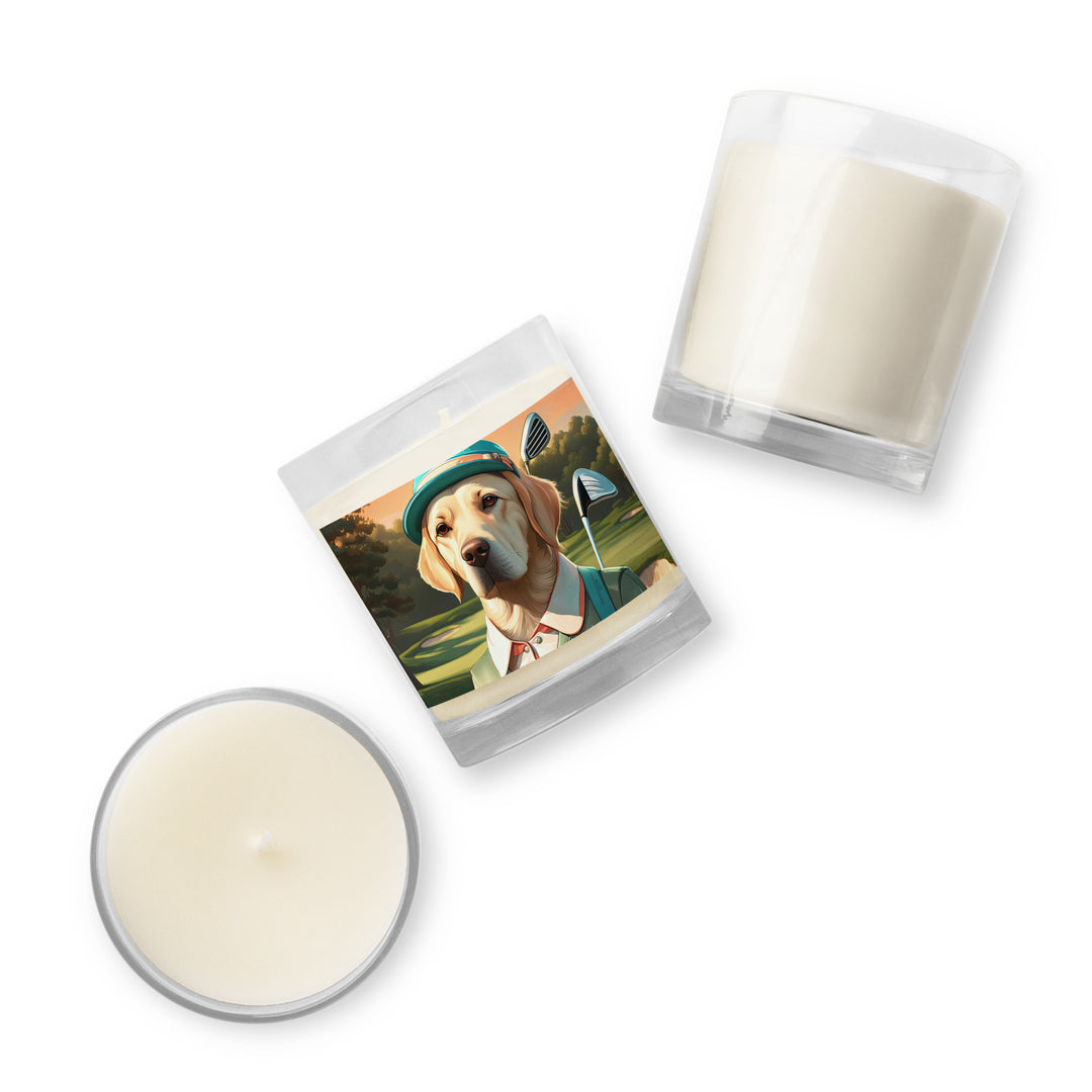 Glass jar soy wax candle-Labrador Retriever Golfer V14