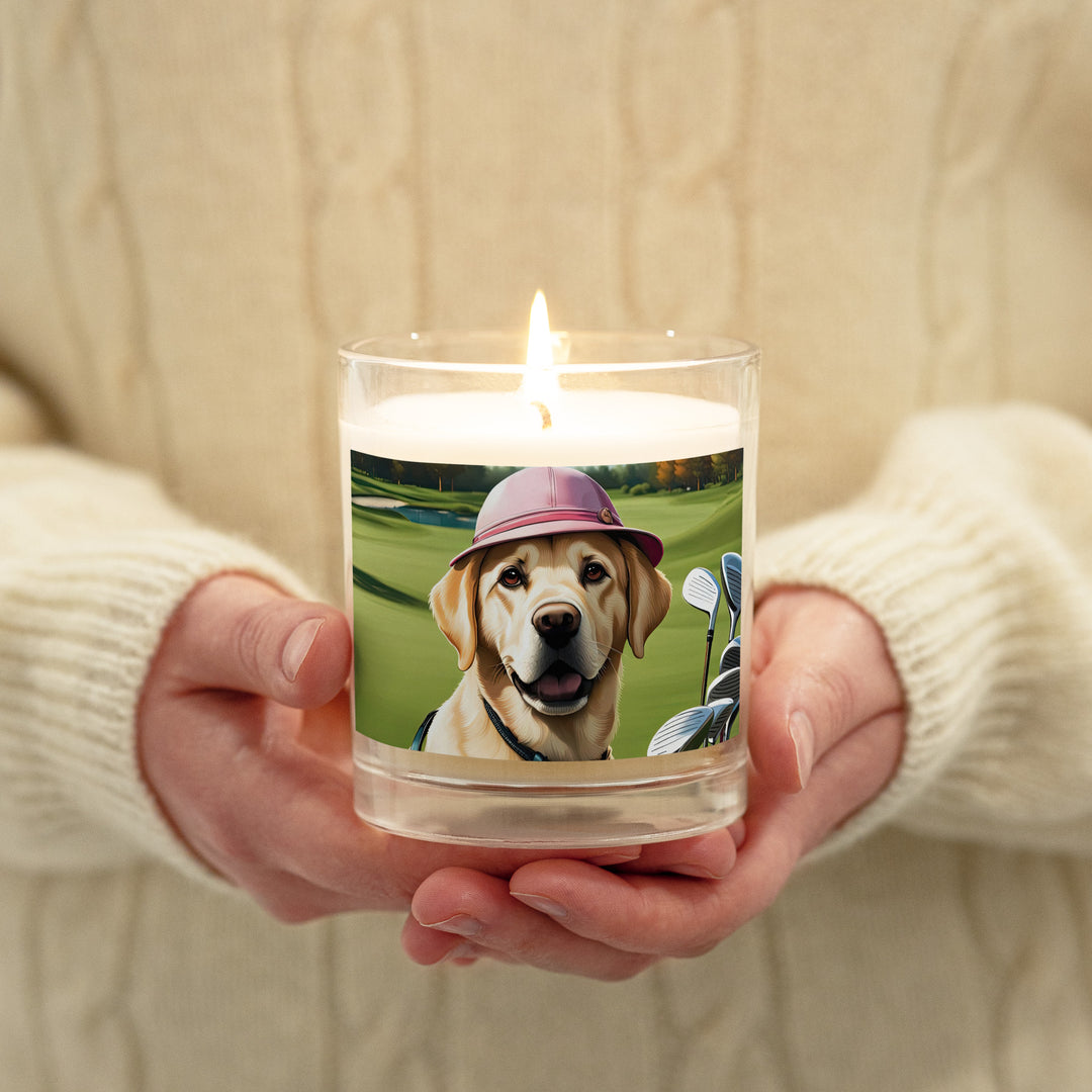 Glass jar soy wax candle-Labrador Retriever Golfer V19