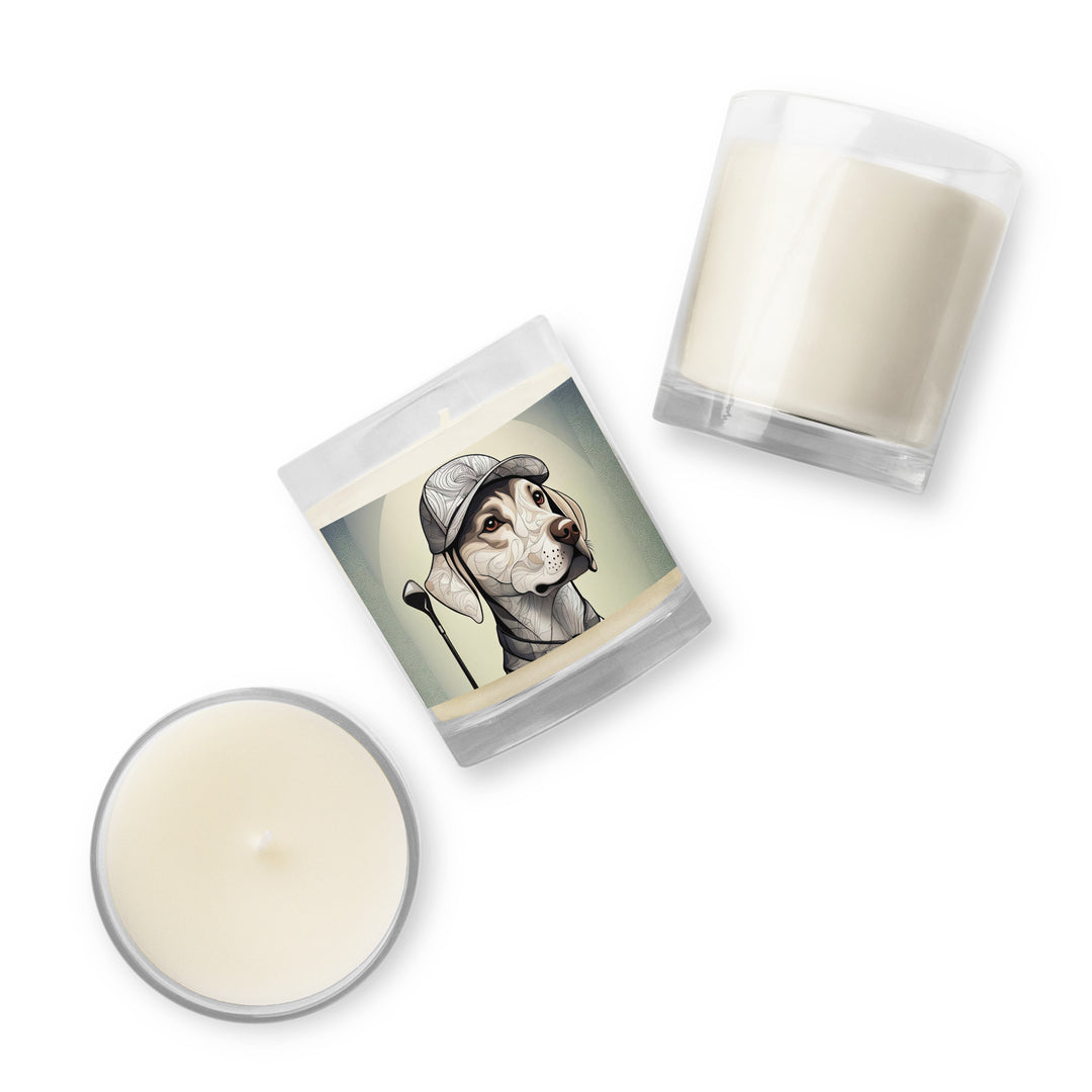 Glass jar soy wax candle-Labrador Retriever Golfer V22