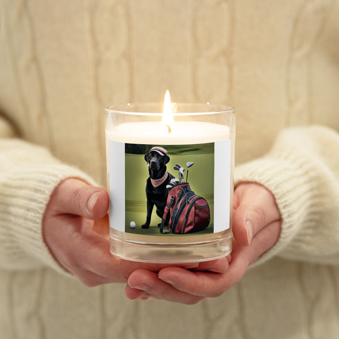 Golden Retriever Golfer- Glass Jar Soy Wax Candle