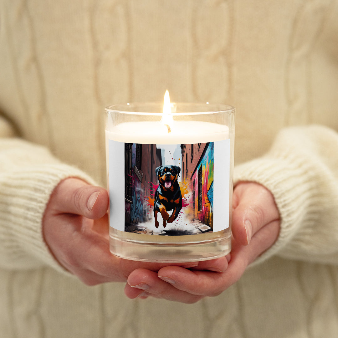 Rottweiler- Glass jar soy wax candle v5