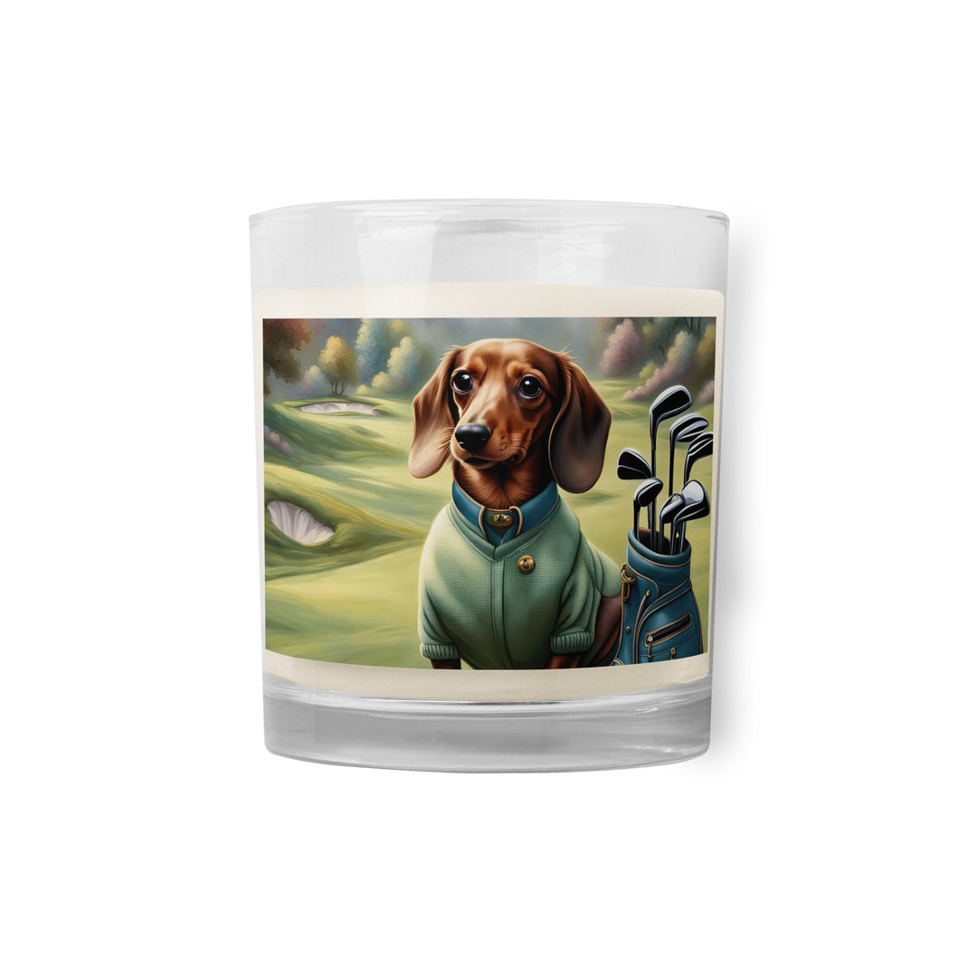 Dachshund Golfer- Glass jar soy wax candle