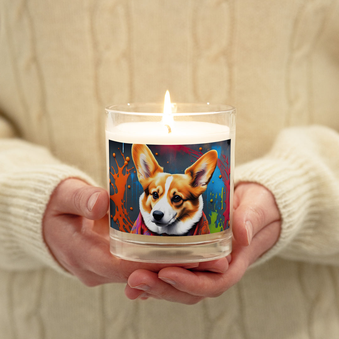 Pembroke Welsh Corgi- Glass jar soy wax candle v3