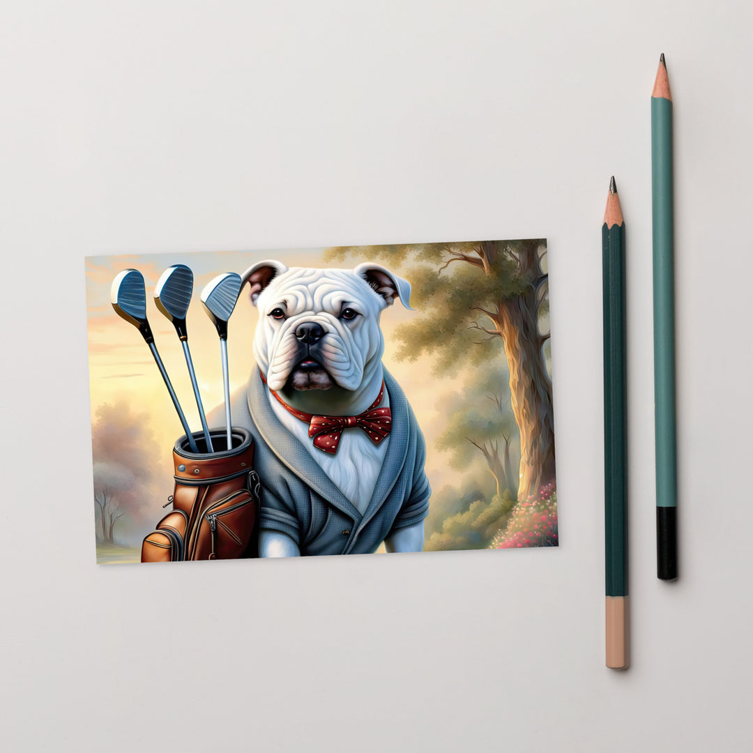Bulldog Golfer- Standard Postcard v4