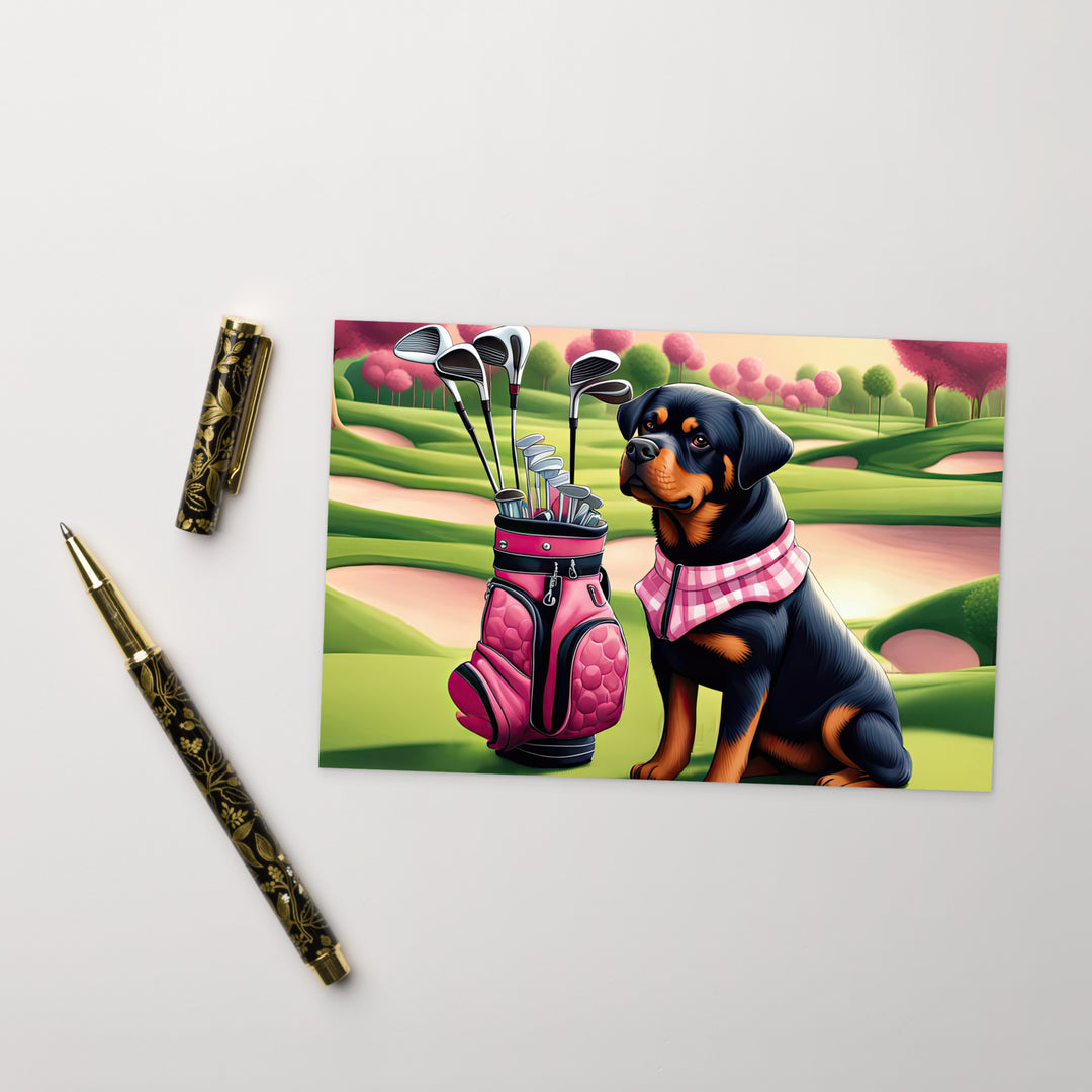 Rottweiler Golfer- Standard Postcard