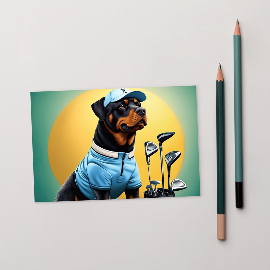 Rottweiler Golfer- Standard Postcard v2