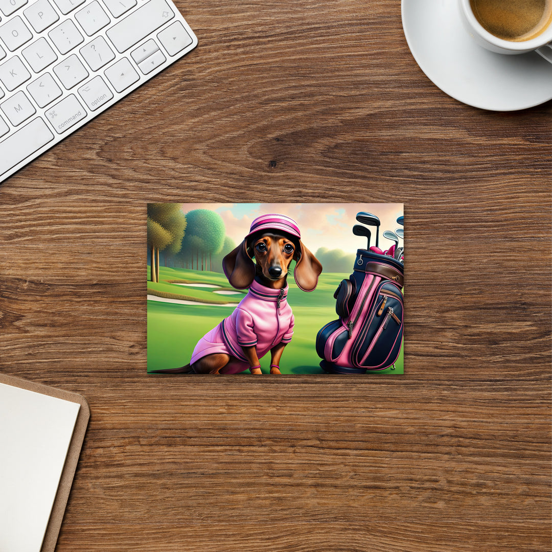 Dachshund Golfer- Standard Postcard v2