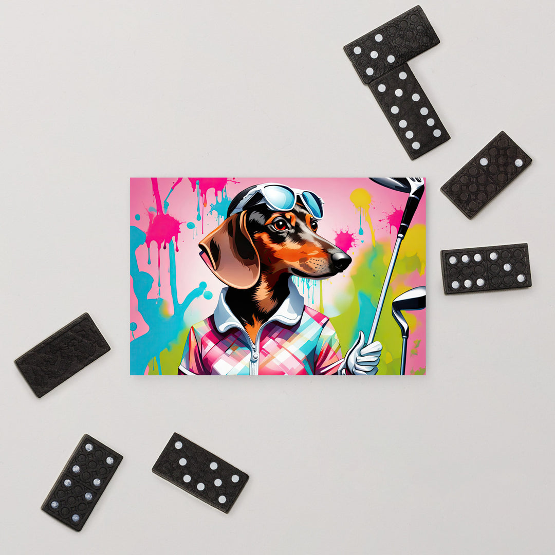 Dachshund Golfer- Standard Postcard v4