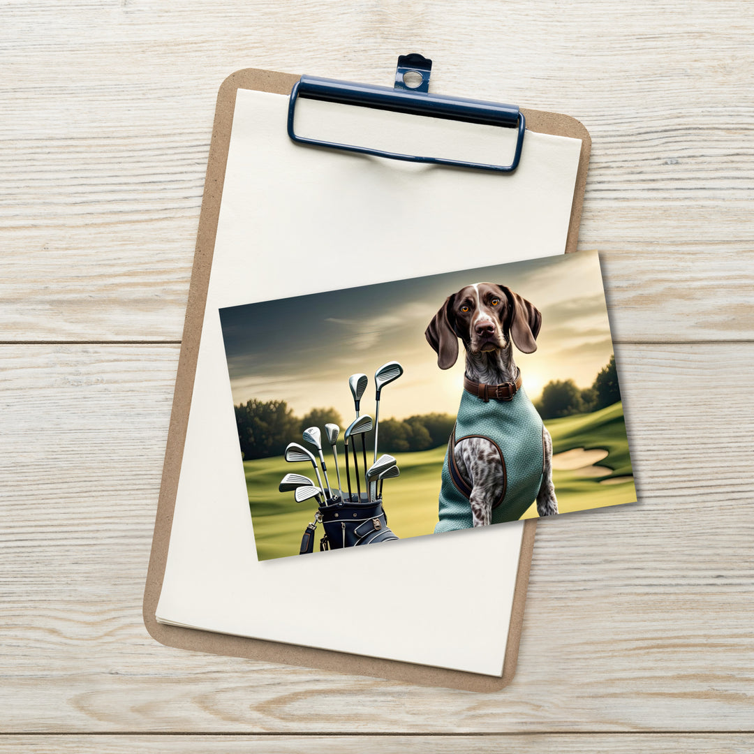 German Shorthaired Pointer Golfer- Standard Postcard v2