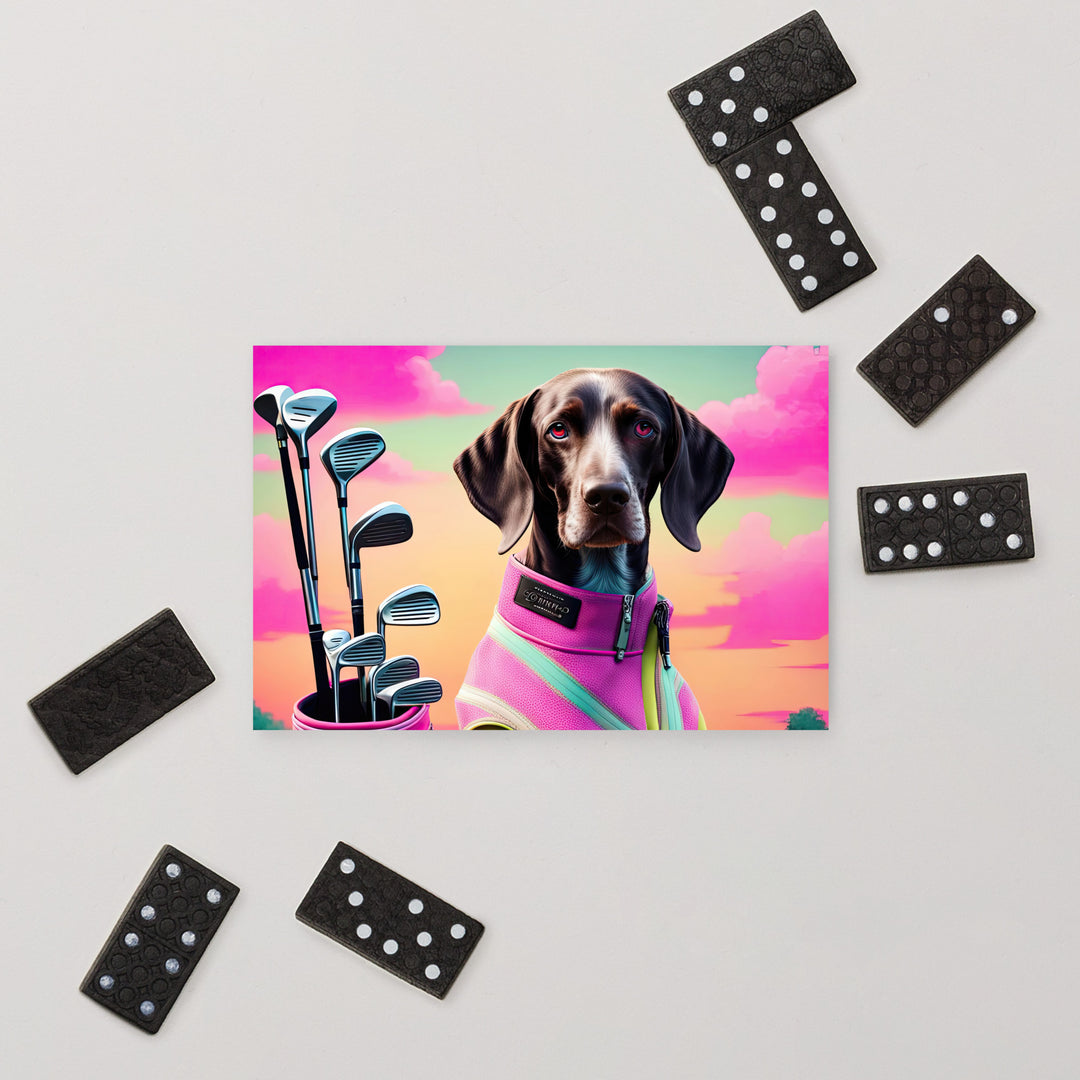 German Shorthaired Pointer Golfer- Standard Postcard v3