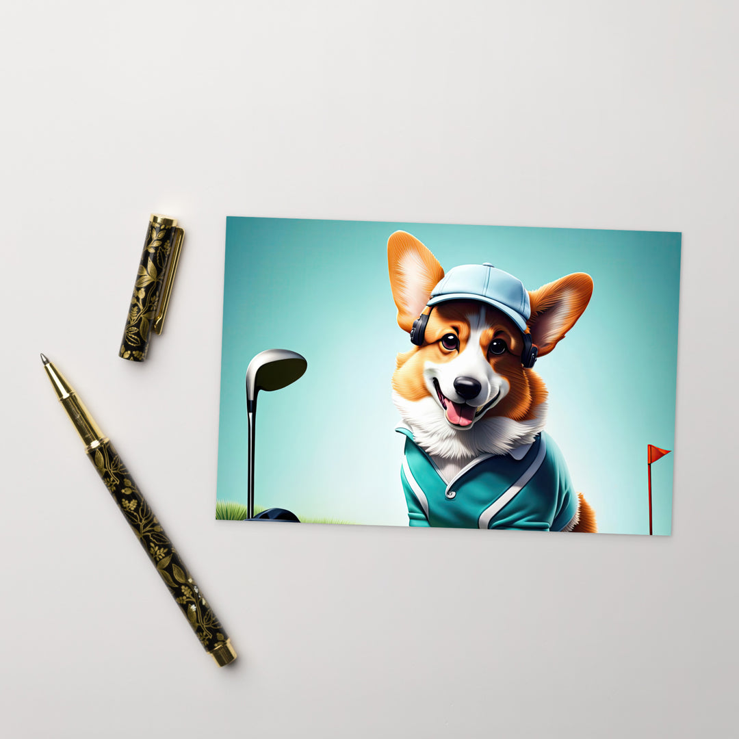 Pembroke Welsh Corgi Golfer- Standard Postcard