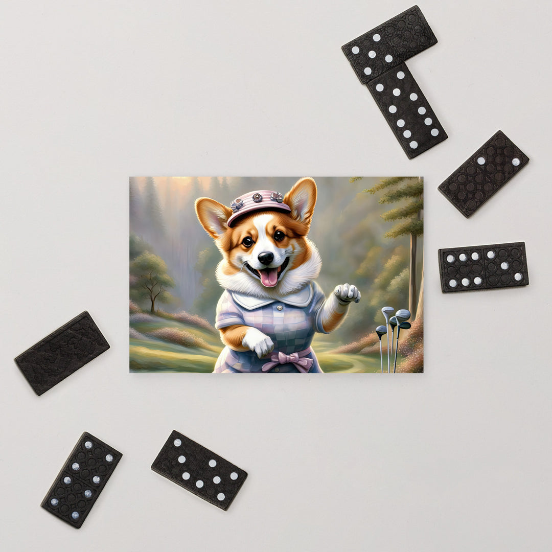 Pembroke Welsh Corgi Golfer- Standard Postcard v2