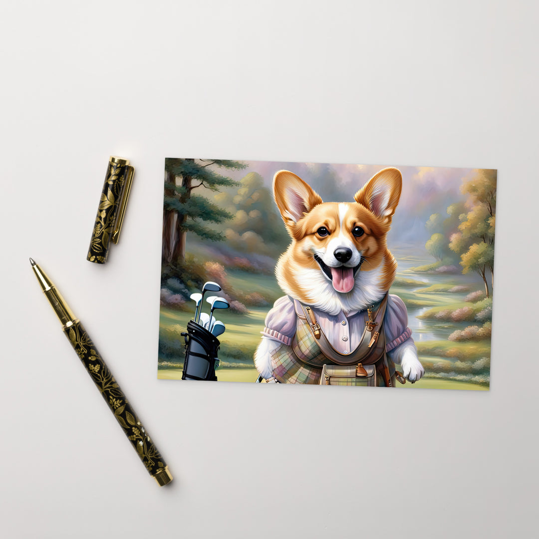 Pembroke Welsh Corgi Golfer- Standard Postcard v3