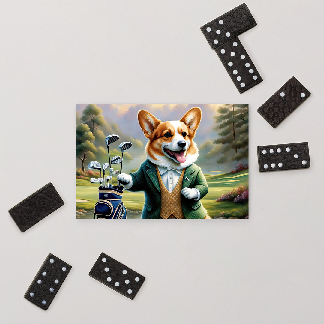 Pembroke Welsh Corgi Golfer- Standard Postcard v4