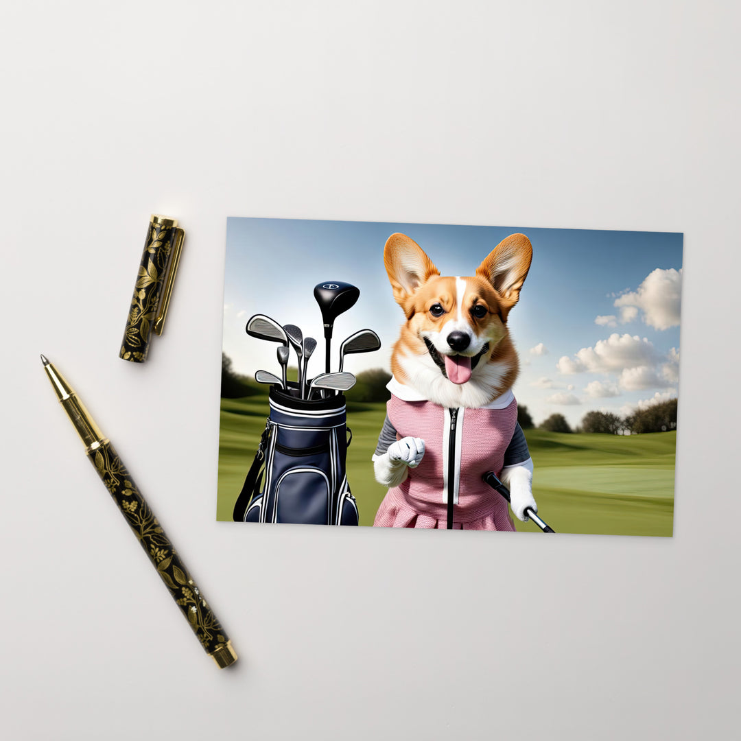 Pembroke Welsh Corgi Golfer- Standard Postcard v5