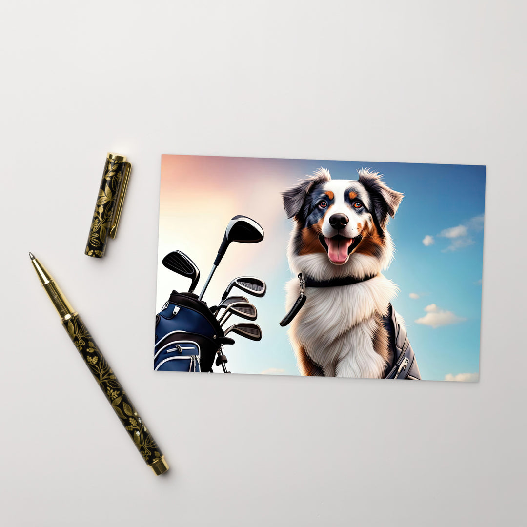 Australian Shepherd Golfer- Standard Postcard
