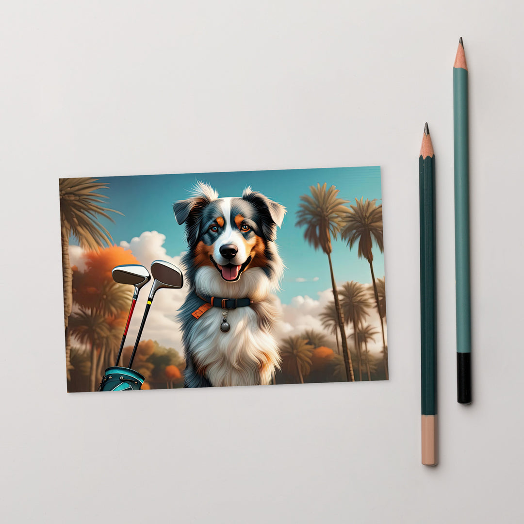 Australian Shepherd Golfer- Standard Postcard v2