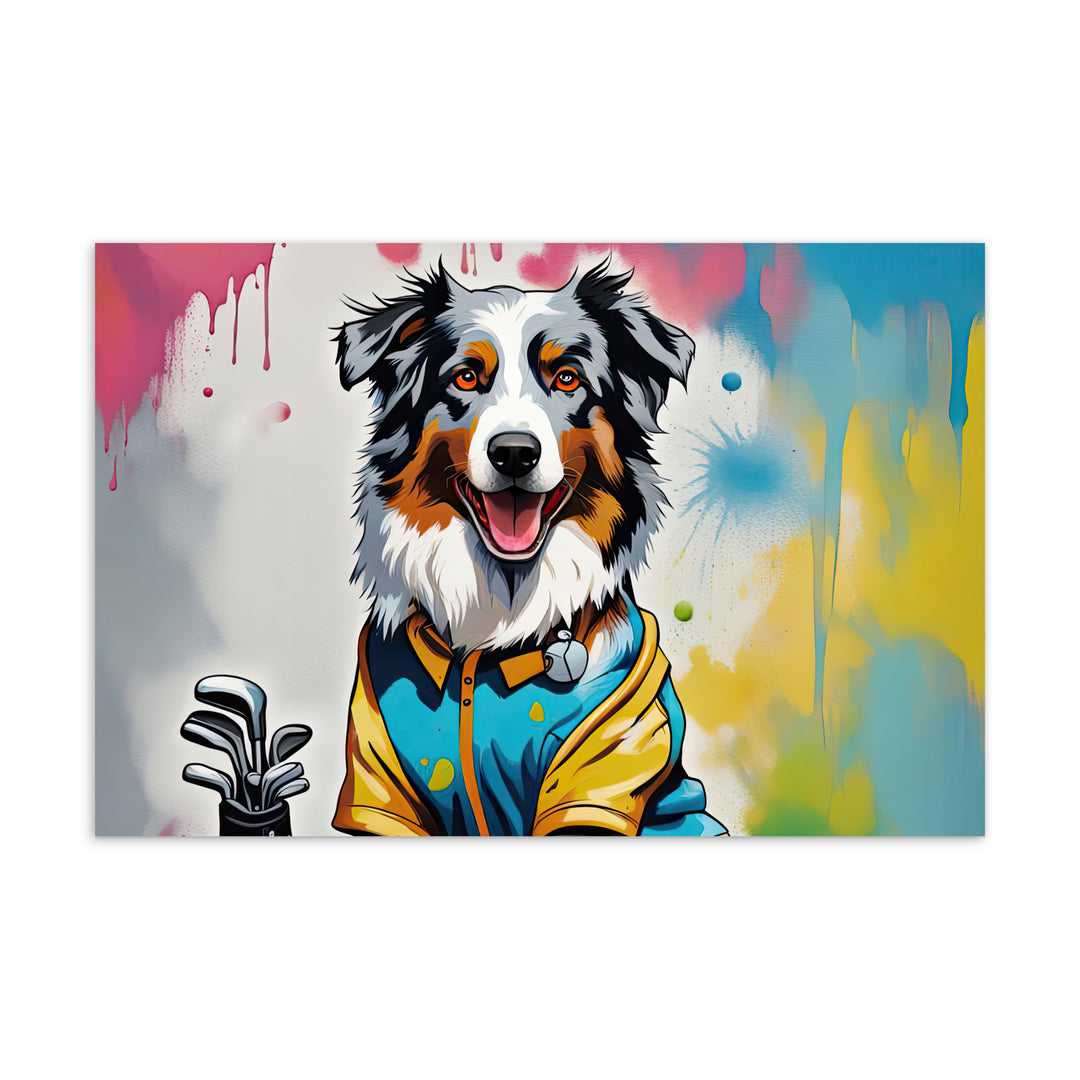 Australian Shepherd Golfer- Standard Postcard v3