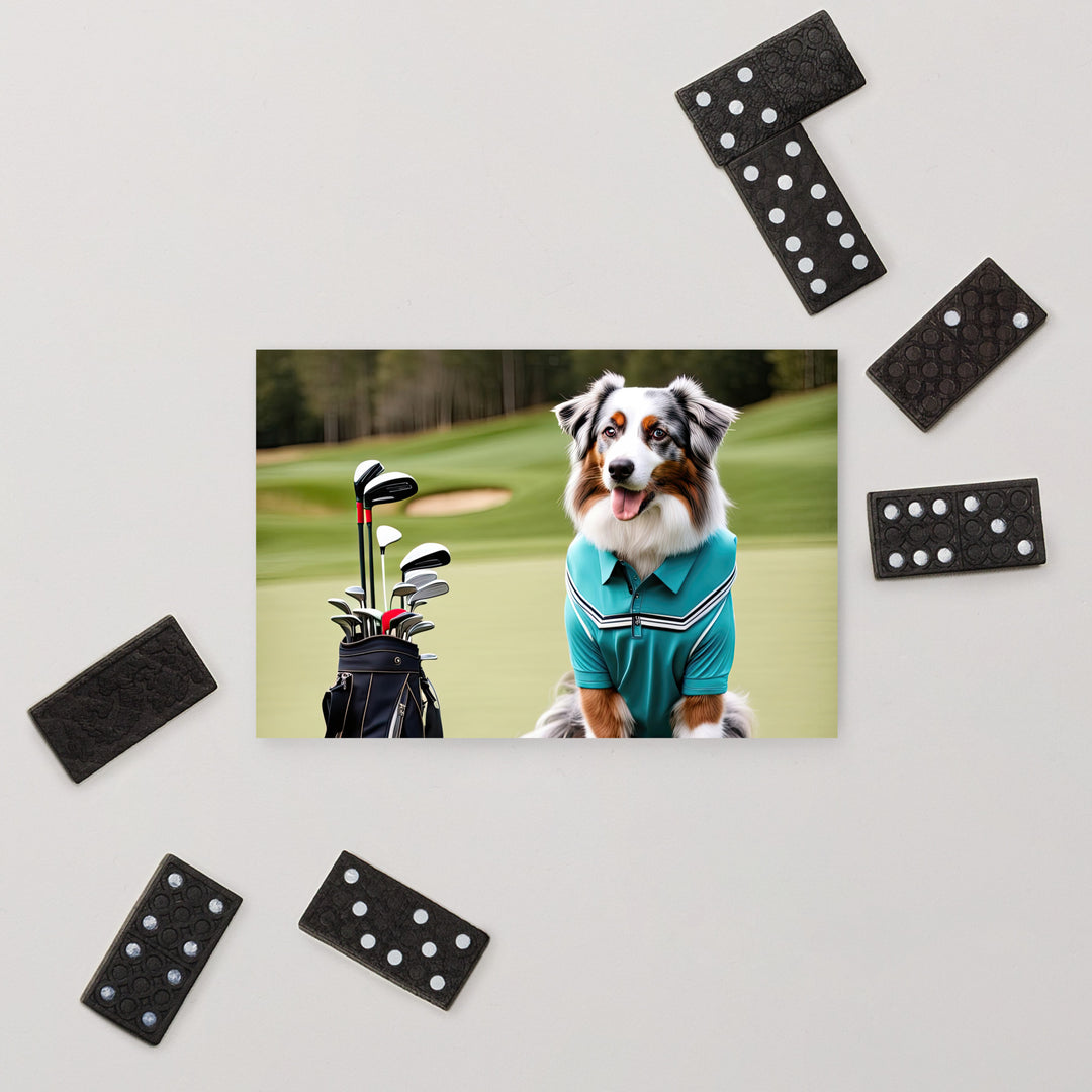 Australian Shepherd Golfer- Standard Postcard v4