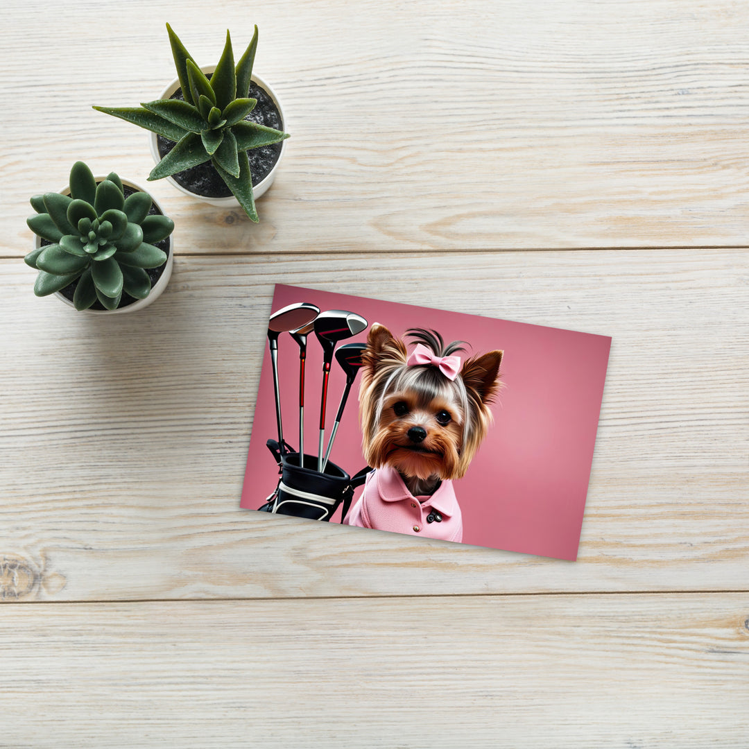 Yorkshire Terrier Golfer- Standard Postcard