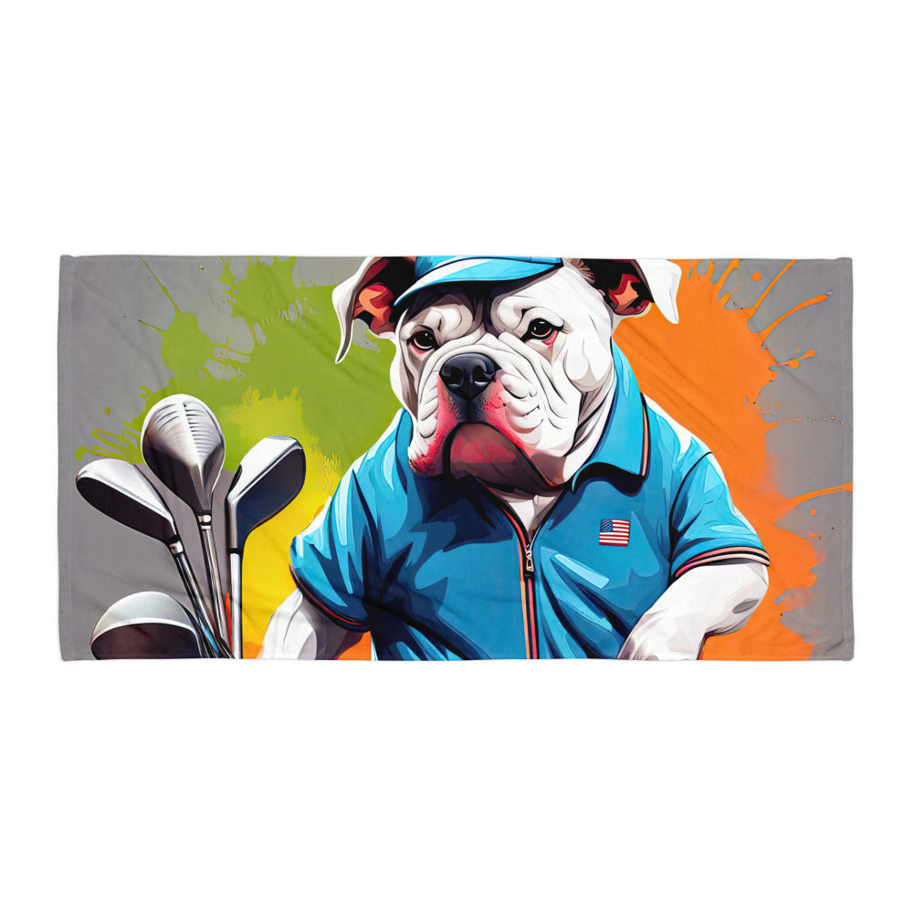 Bulldog Golfer- Towel v3