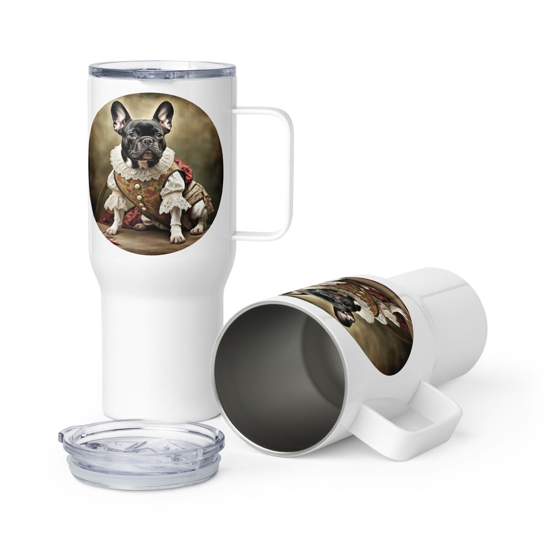 Travel mug with a handle-French Bulldog V8