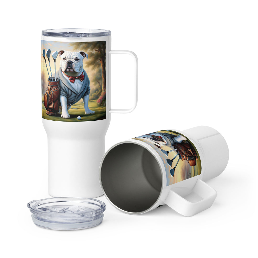 Bulldog Golfer- Travel mug with a handle
