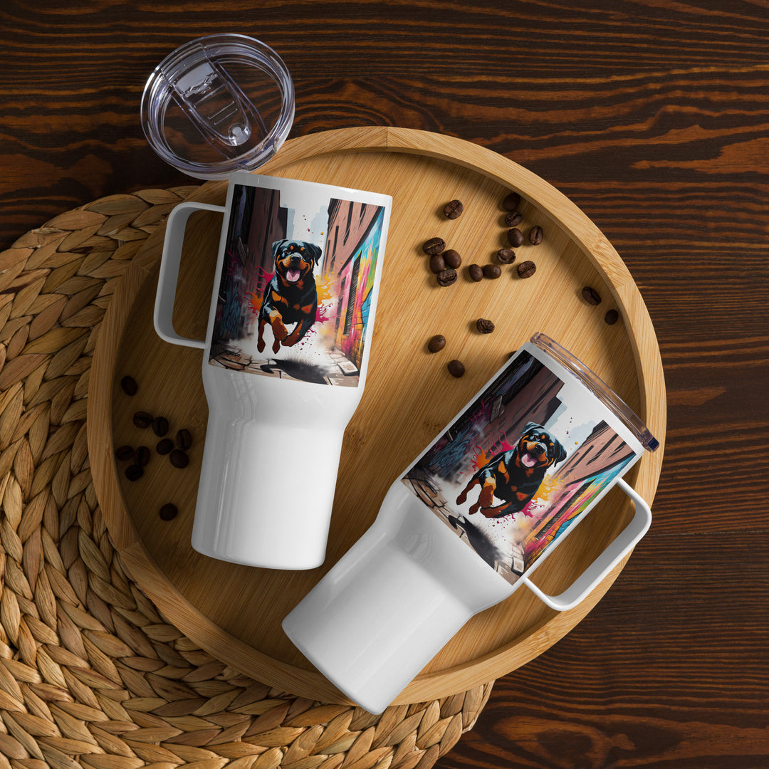 Rottweiler- Travel mug with a handle v5
